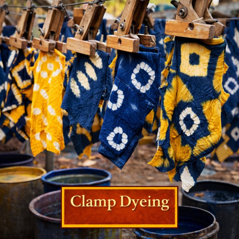 Fridge Magnet :Clamp Dyeing