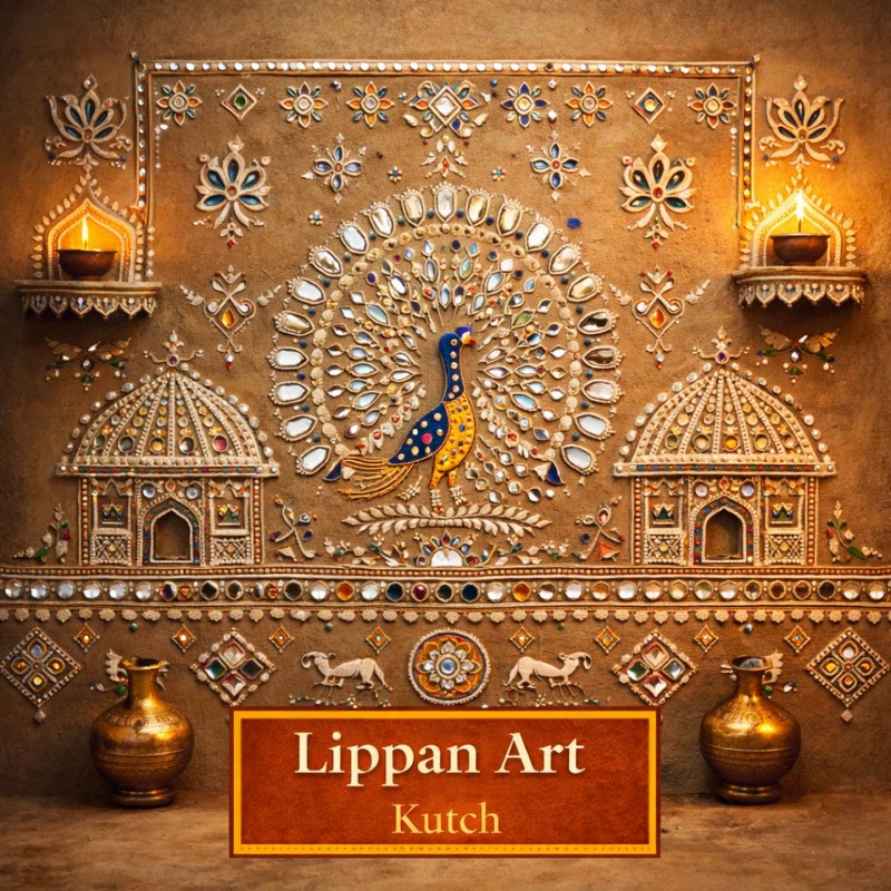 Fridge Magnet :Lippan Art: The Traditional Mud and Mirror Work of Kutch