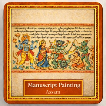 Fridge Magnet :Assamese Scroll - Manuscript Painting of Assam -Famous Paintings of Assam