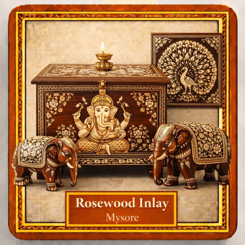 Fridge Magnet :Rosewood Inlay Of Mysuru