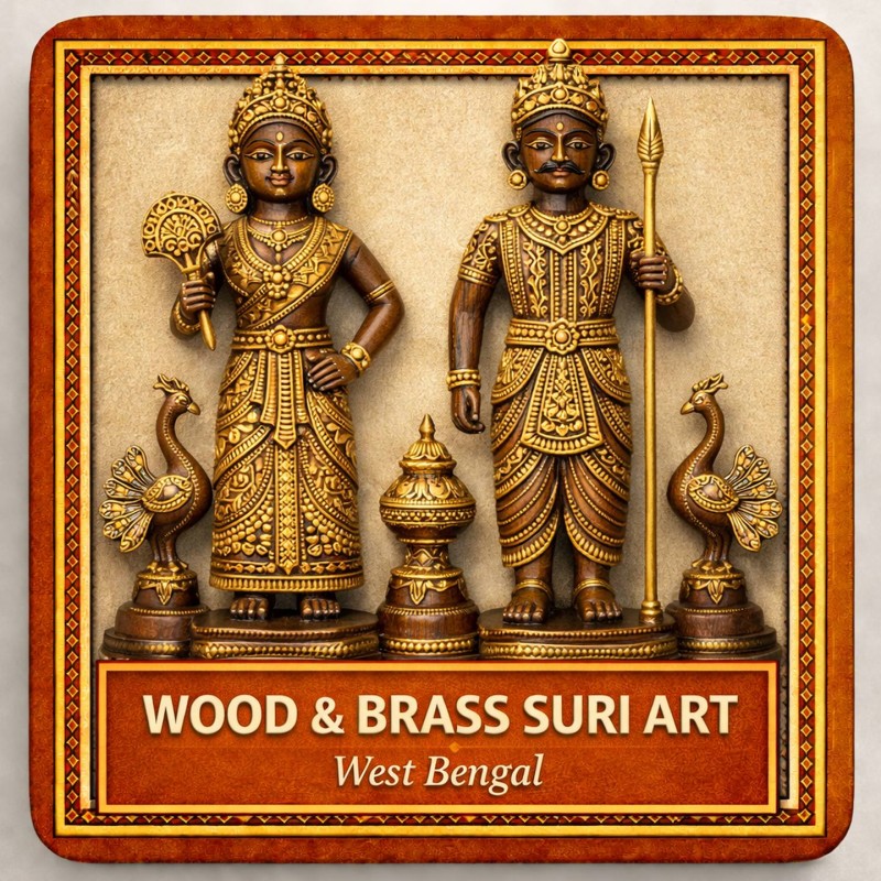 Fridge Magnet :Wood & Brass Suri Art