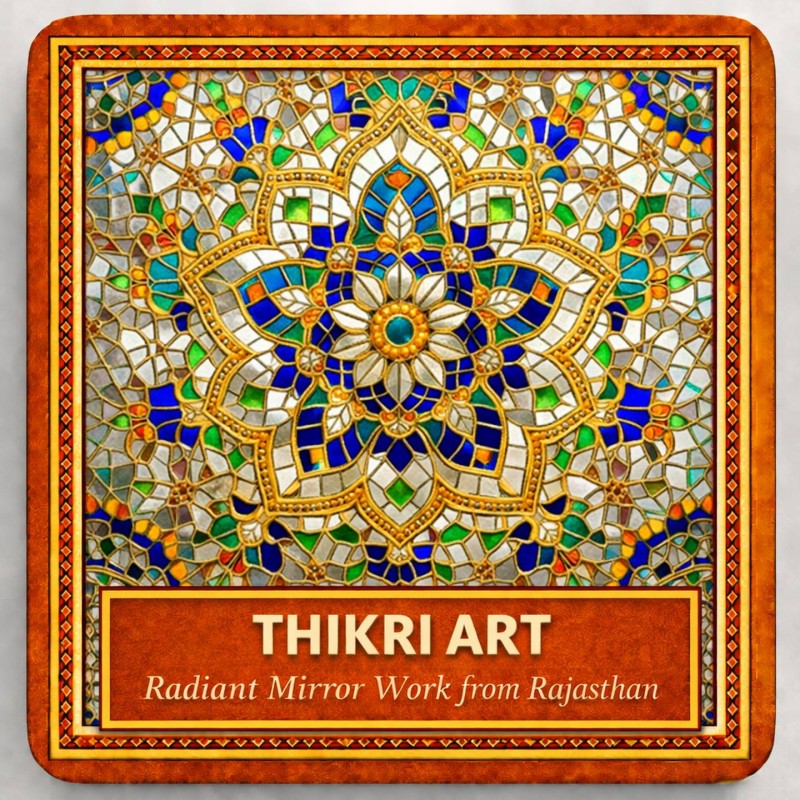 Fridge Magnet :Thikri Art – Radiant Mirror Work from Rajasthan