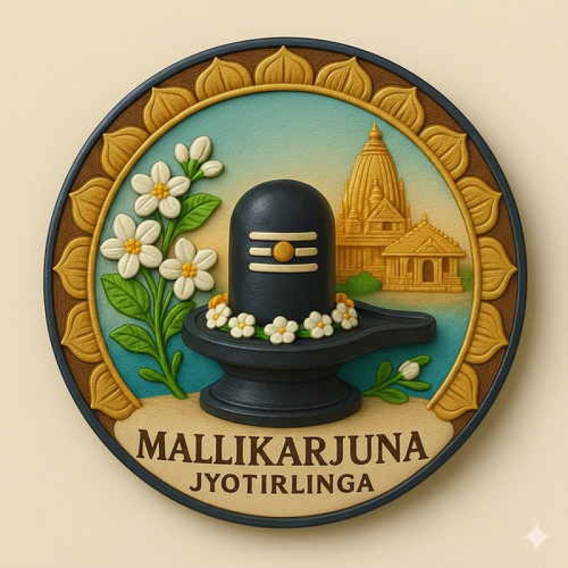 Fridge Magnet :Mallikarjuna Jyotirlinga Temple Fridge Magnet